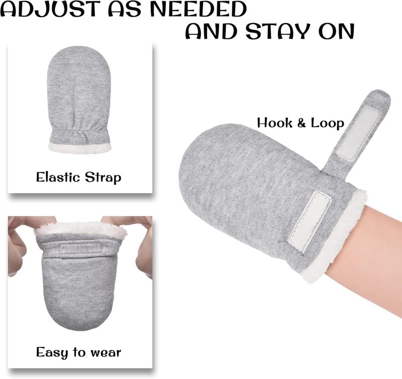 Reyow Baby Winter Mittens Newbron Adjustable Stay-On 0-12 Months Warm Gloves Sherpa Lined Fleece Infant Mittens Winter for Boy Girl - Image 2